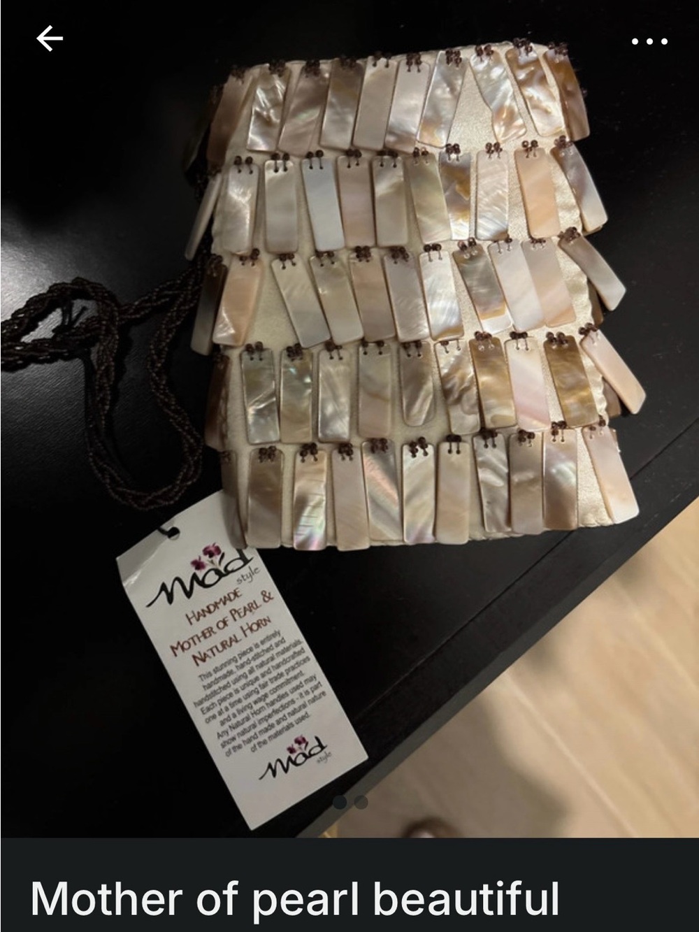 Handcrafted Mother-of-Pearl Crossbody Bag - Iridescent Cream